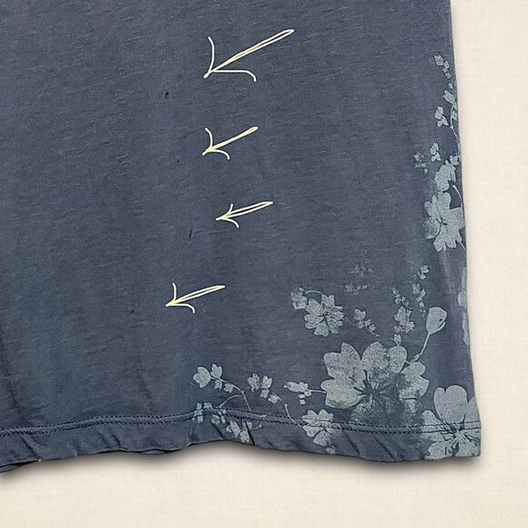 American Eagle Y2K Blue Etched Burnout Deep V Long T-Shirt Tee Sz S - Picture 6 of 9